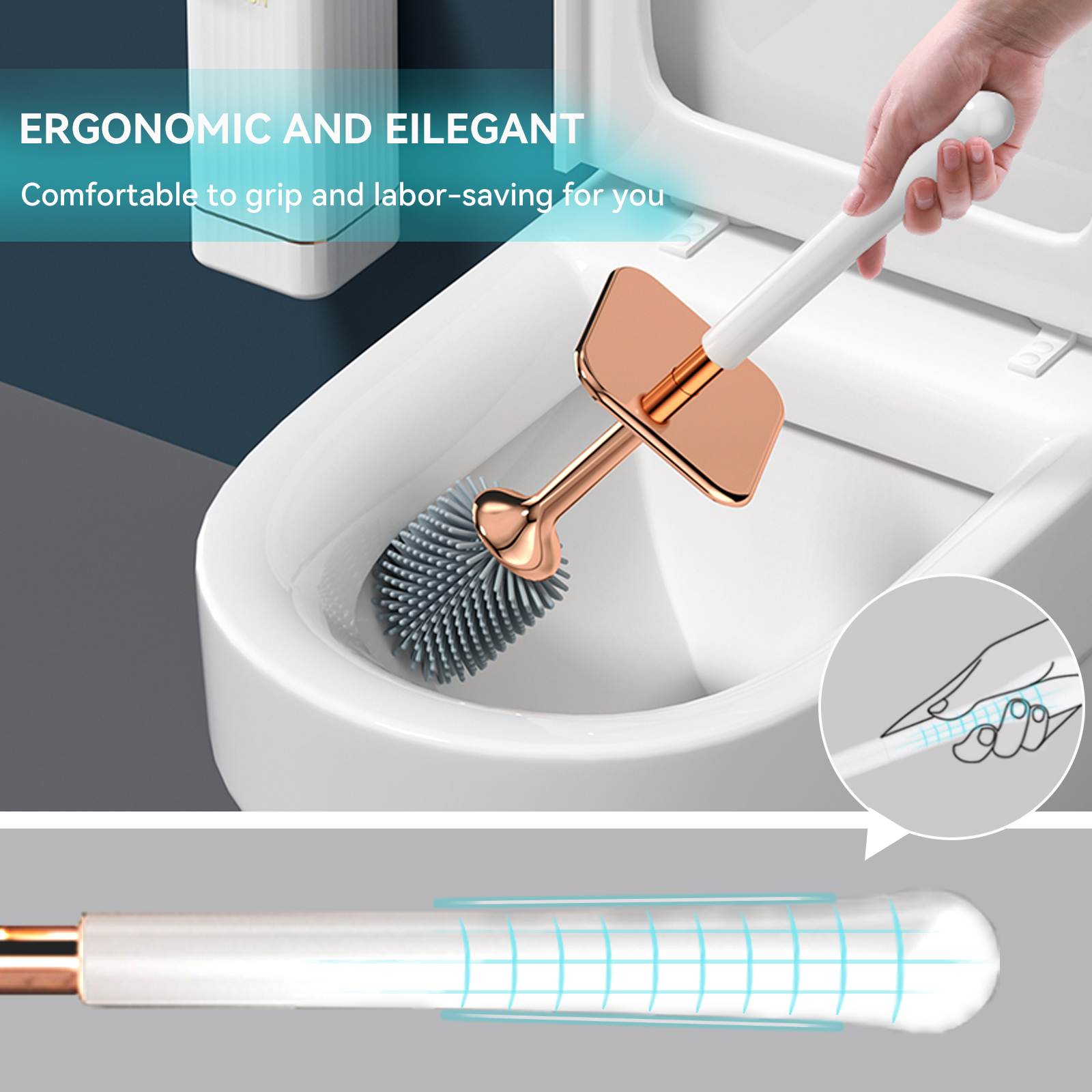 Upgraded Silicone Toilet Brushes with Soft Bathroom Cleaning
