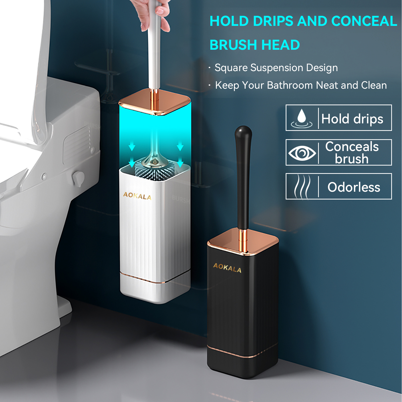 Pp Material Golden Edge Toilet Brush Set, Toilet Cleaning Brush, Household Bathroom  Cleaning Tools - Temu