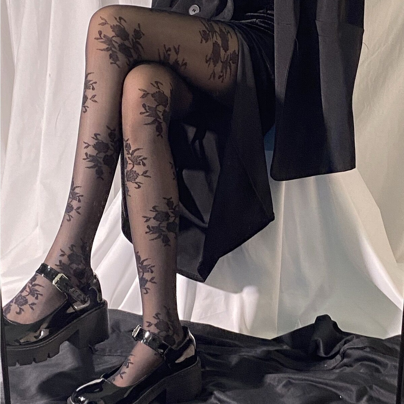 Collants femme à motif rose –