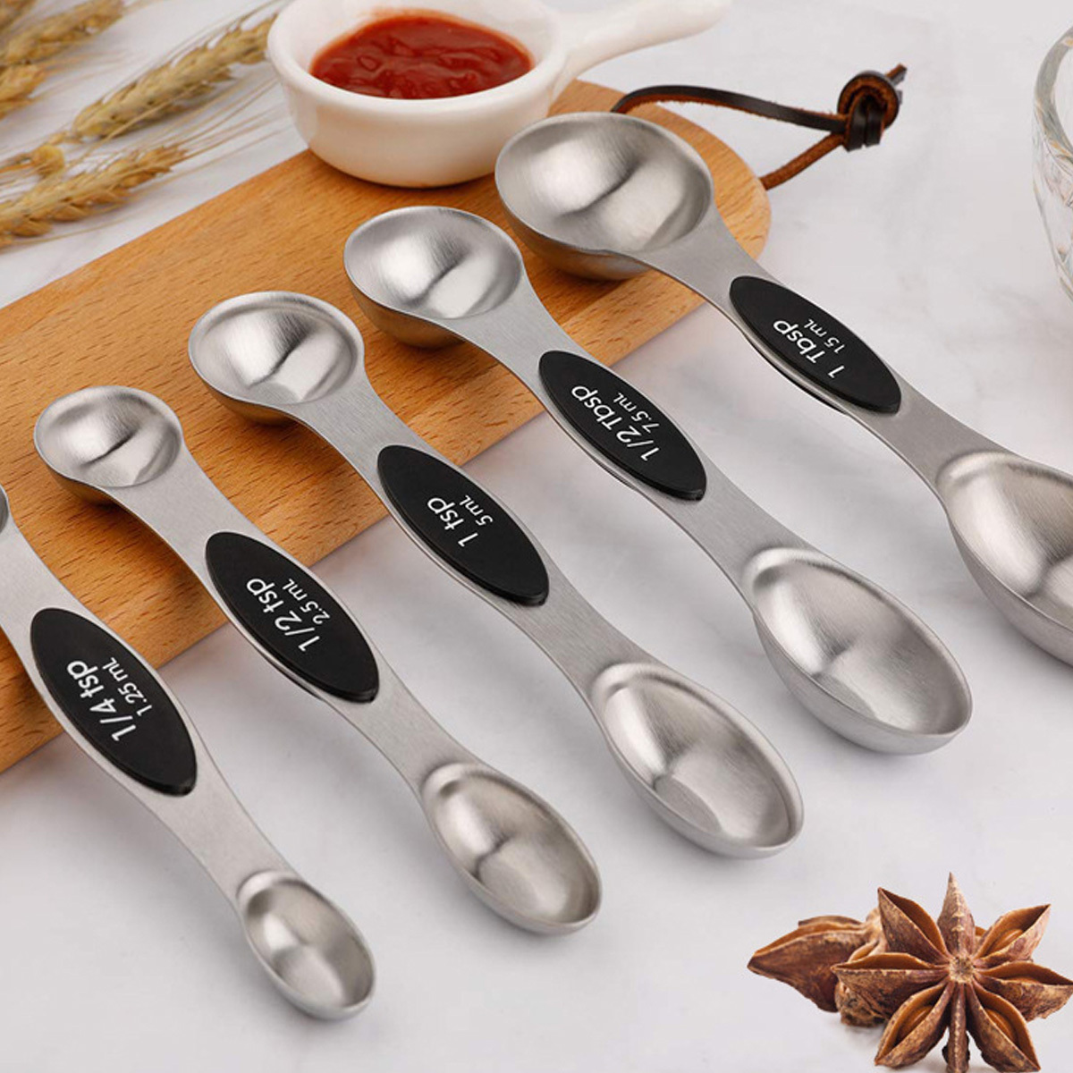 Stainless Steel Double ended Measuring Spoons Set Stackable - Temu