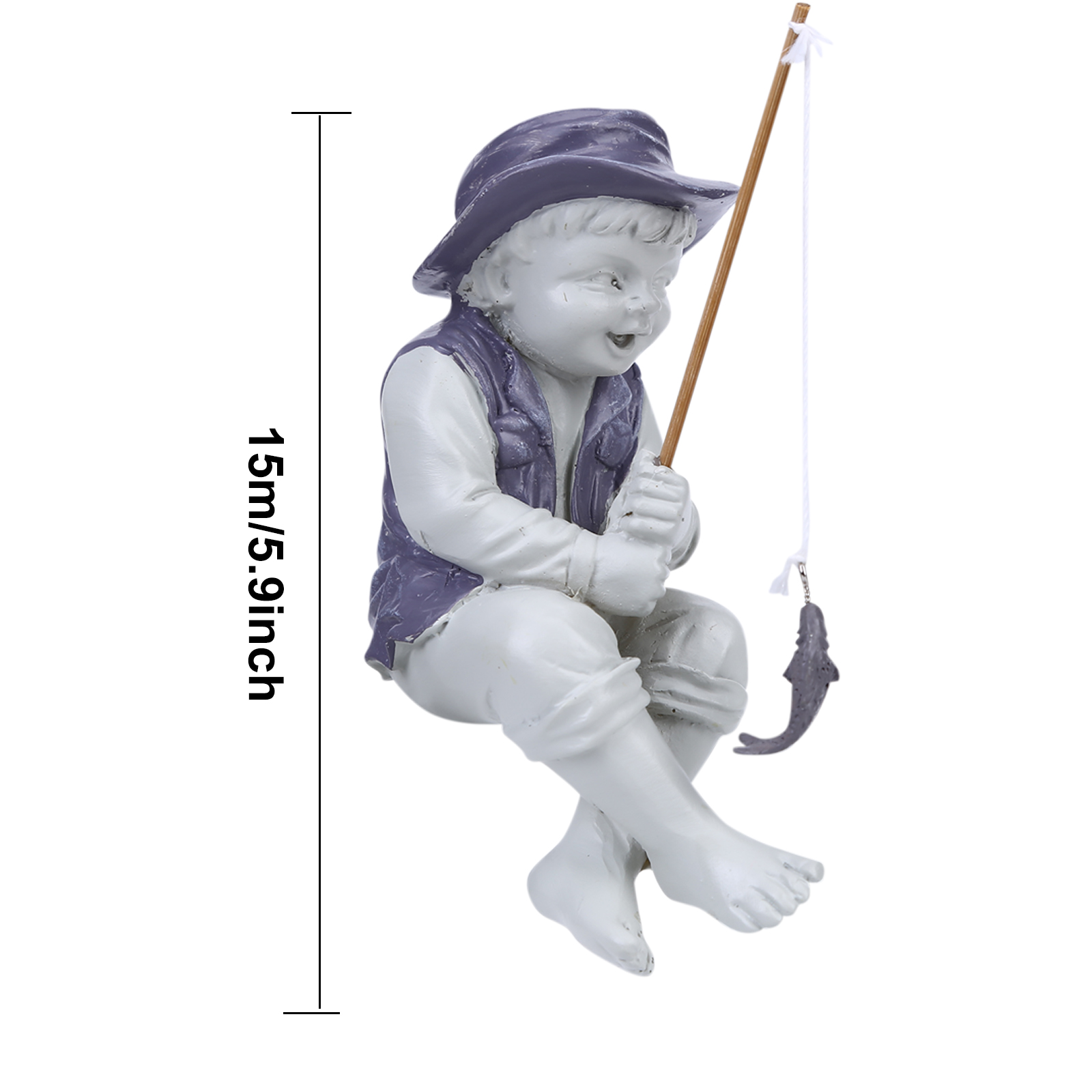 Resin Garden Statue Fisherman Fishing Boy Garden Sculpture Temu