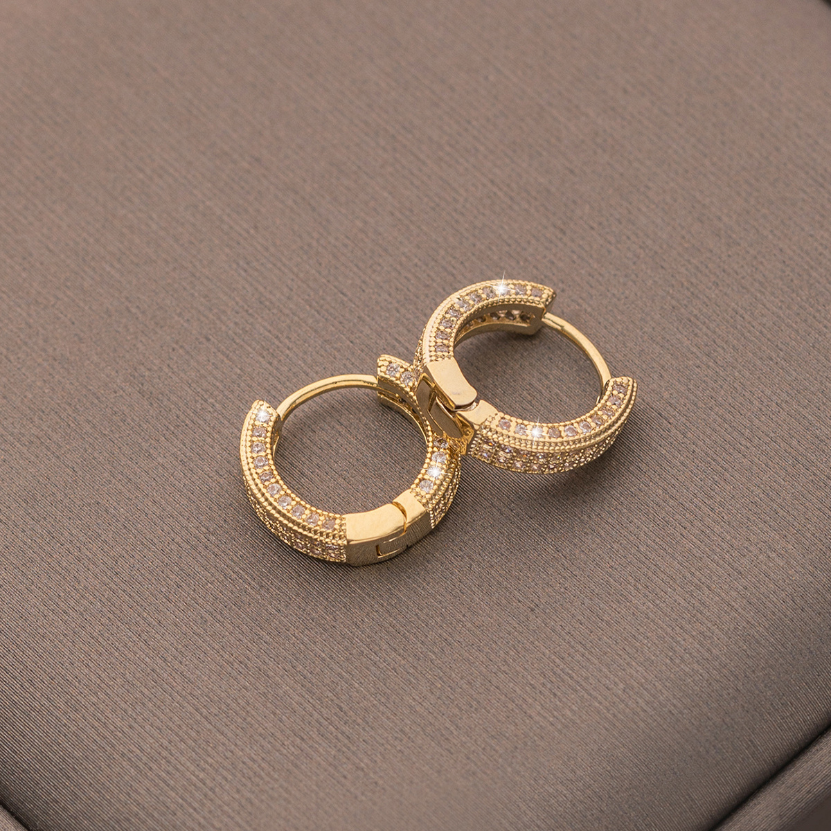 

14k Gold Plated Zircon Hoop Earrings Cuff Hoop Earrings For Women Women's Elegant Jewelry Women's Accessories