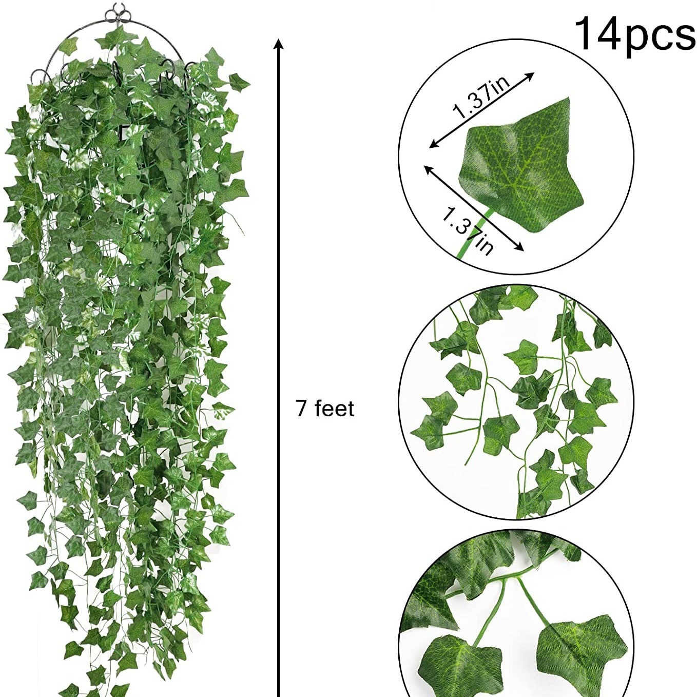 12pcs About 2m Artificial Fake Ivy Leaves Garland Greenery Hanging