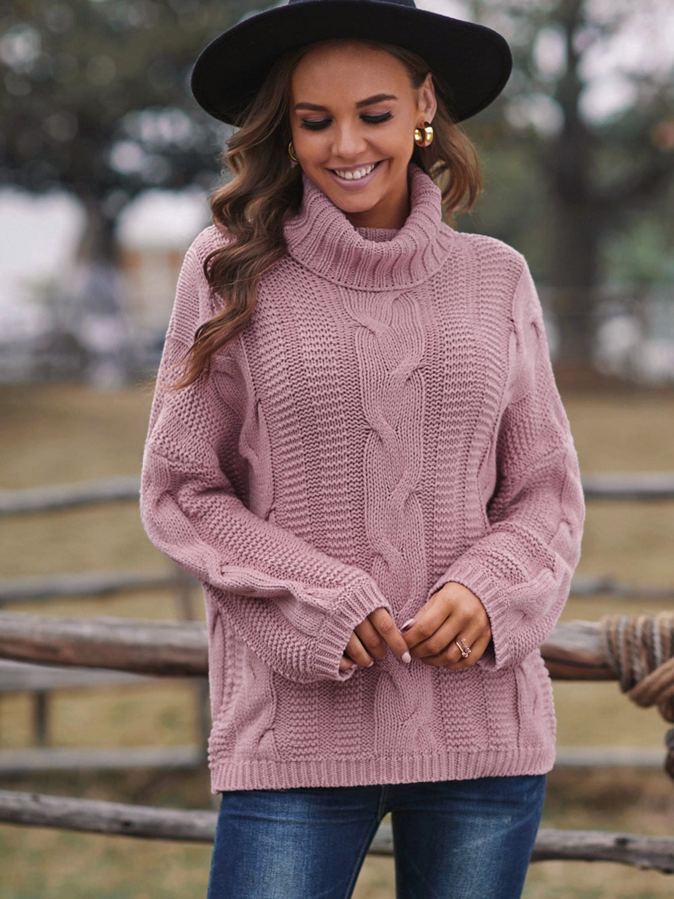 Women's Sweater Oversize Turtleneck Textured Sweater - Temu