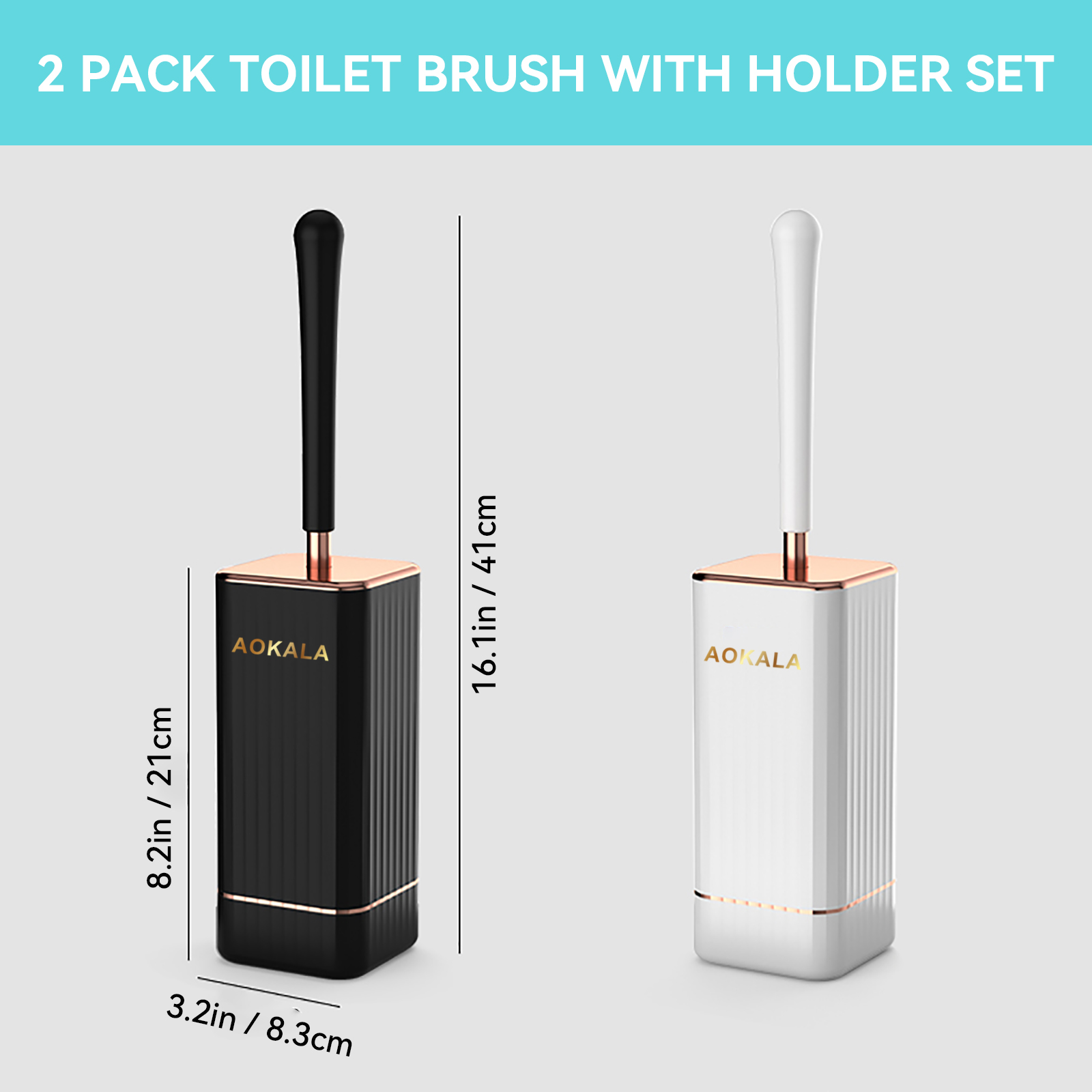 Aokala Silicone Toilet Brush Set, 2 Pack Toilet Bowl Brush and Holder with  Tweezers Long Handle, Toilet Cleaner Brush for Bathroom Deep Cleaning