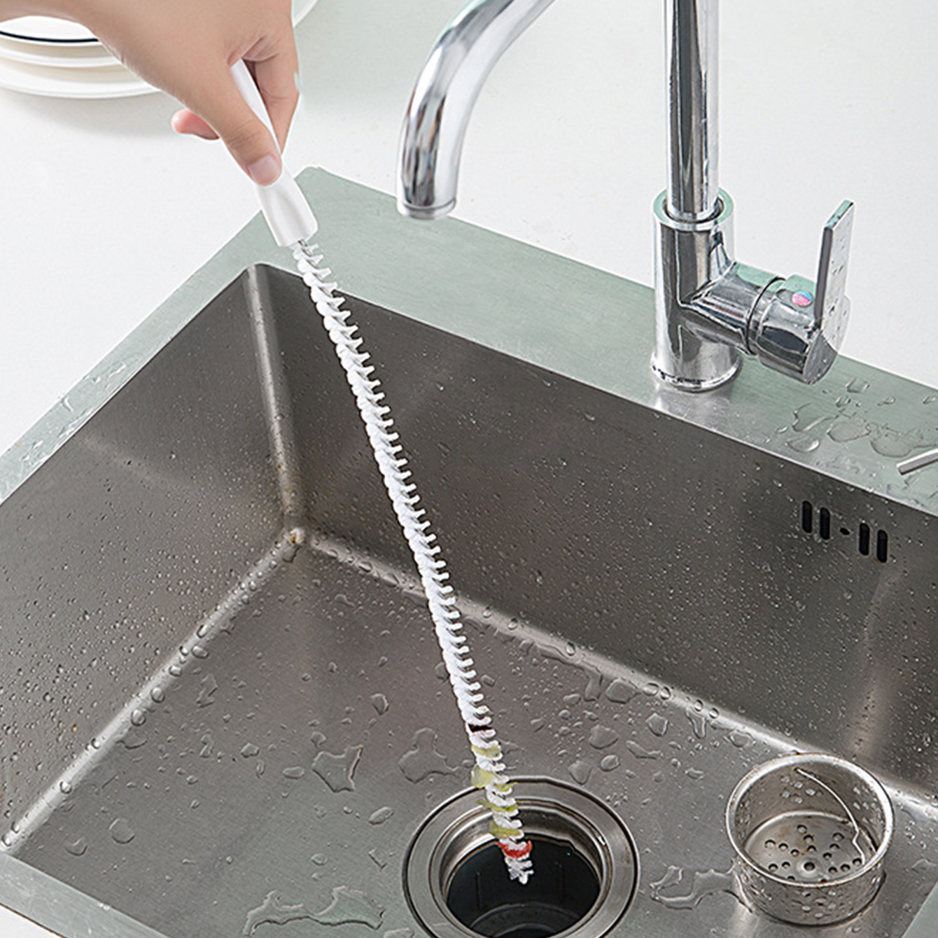 Sink And Drain Cleaning Brush Unblocker Long Kitchen Bath 1m