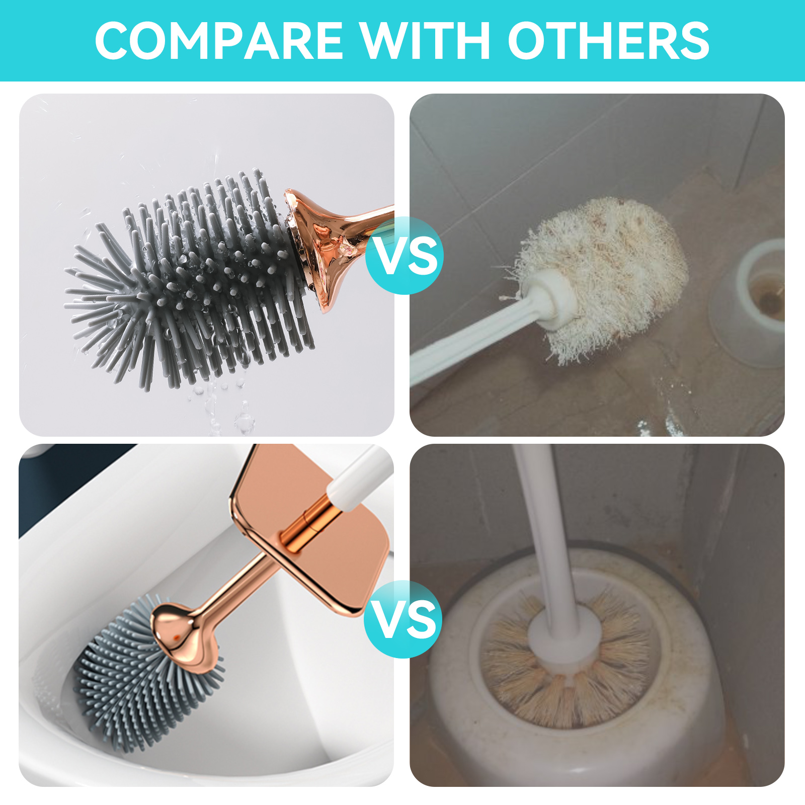 Upgraded Silicone Toilet Brushes with Soft Bathroom Cleaning