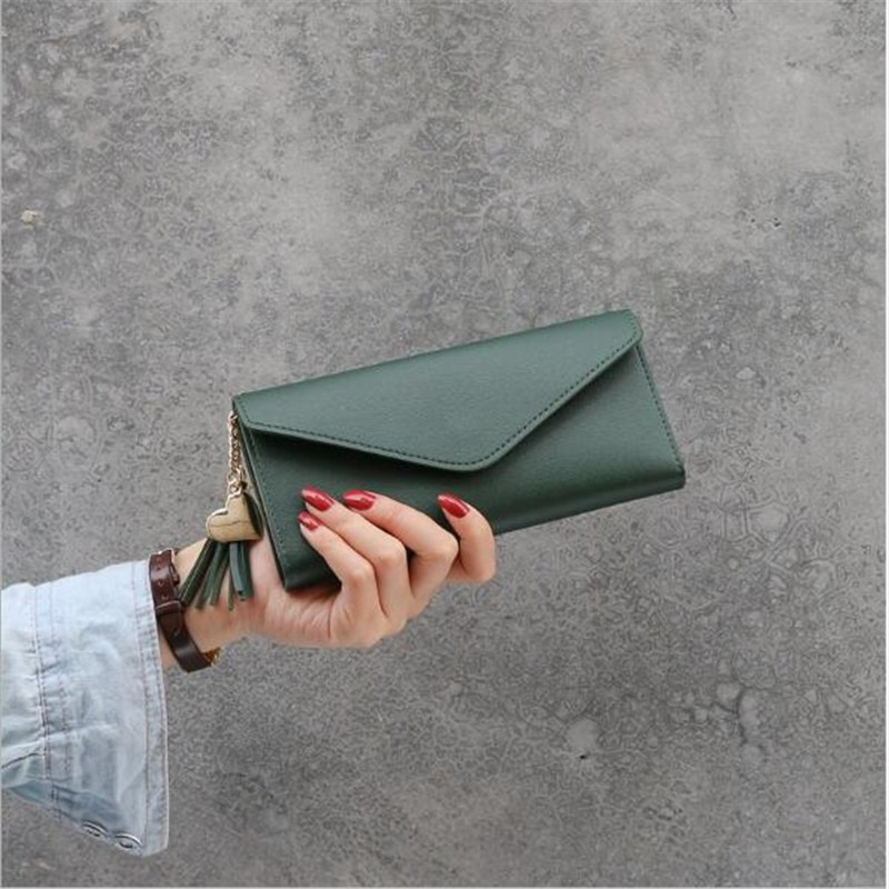 Tassel Decor Long Wallet, Foldable Solid Color Clutch Purse, Simple Mobile  Phone Bag With Card Slots - Temu