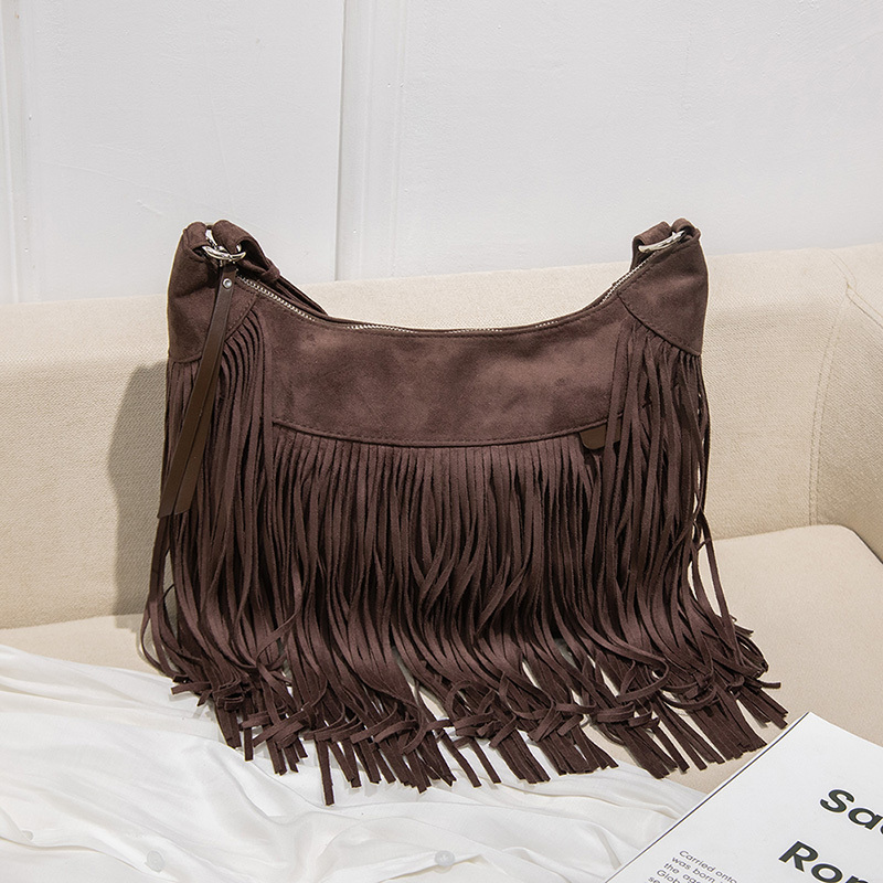 Macy's Mstylelab Vegan Leather Brown Fringe Boho Bag
