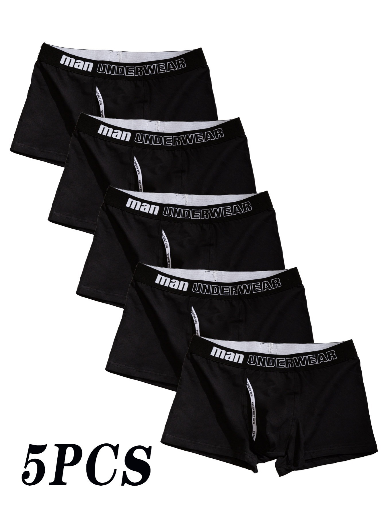 5pcs Men's Breathable Cotton Underpants, Flexible Solid Soft Boxer Briefs