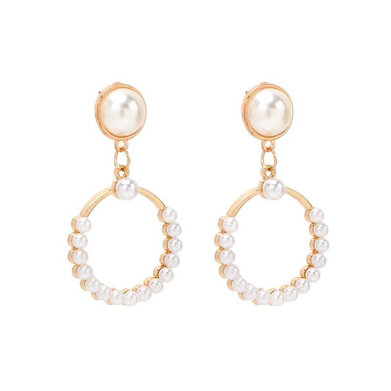 Moda Mujer Pearl Hoop aretes de oro para las mujeres del círculo