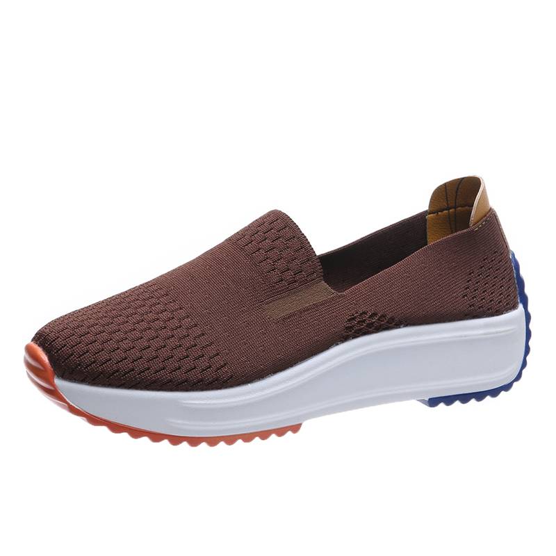 Women's Slip On Trainers – Low Wedge Wide Fit Breathable Mesh Loafers For Running, Gym & Casual Wear