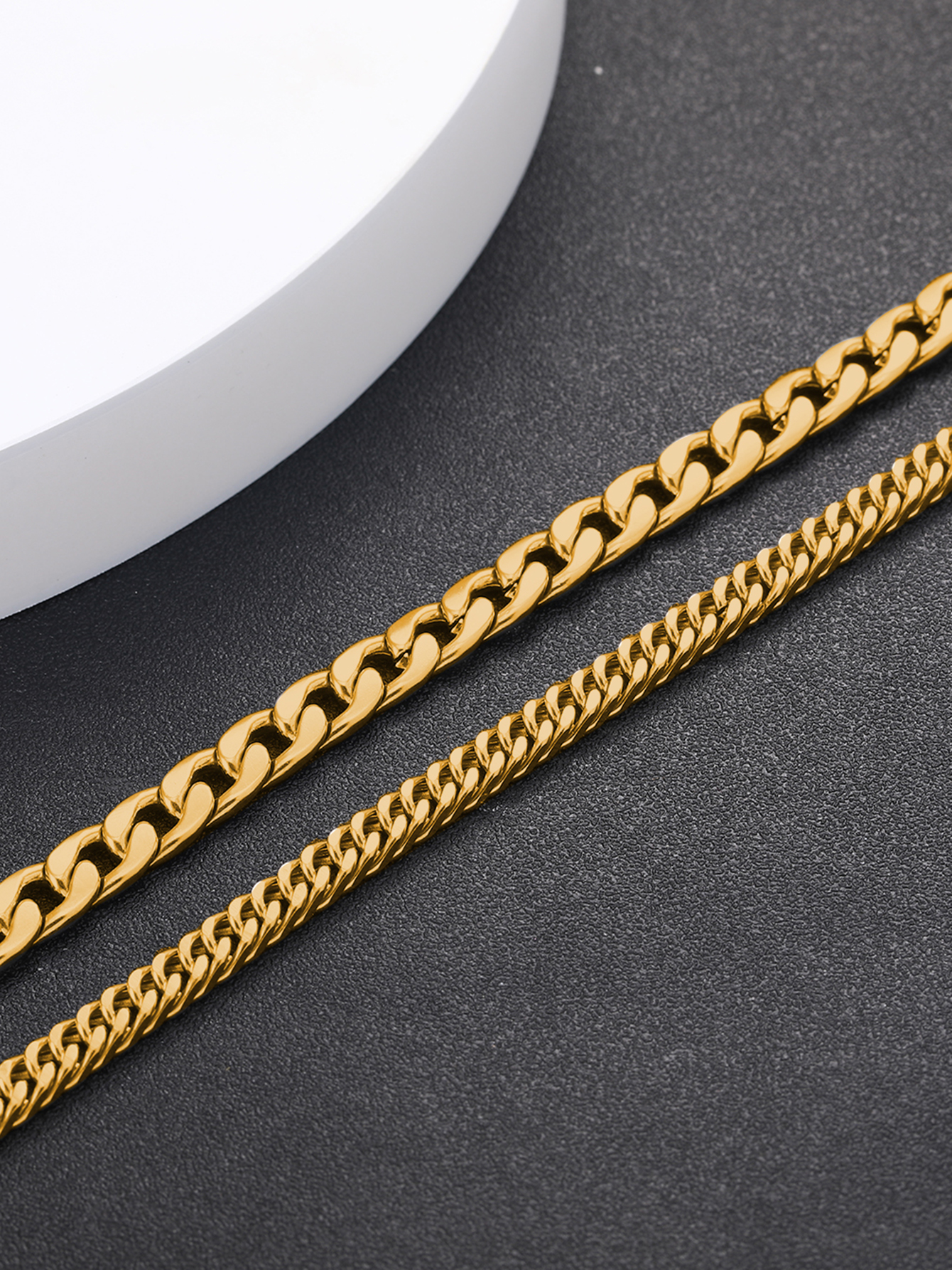 popular   2pcs mens fashion stainless steel chain necklaces golden plated   metal jewelry details 1