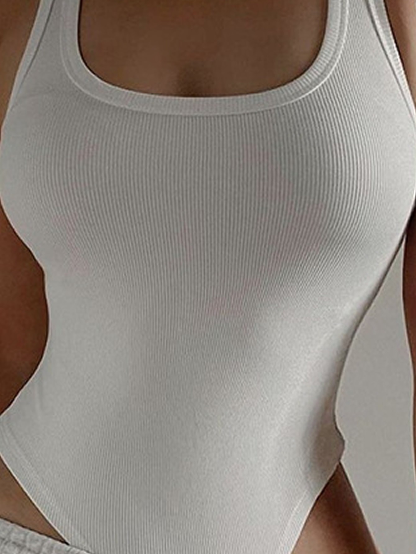 Women's Bodysuit Solid Ribbed Slim Sleeveless Bodysuits - Temu