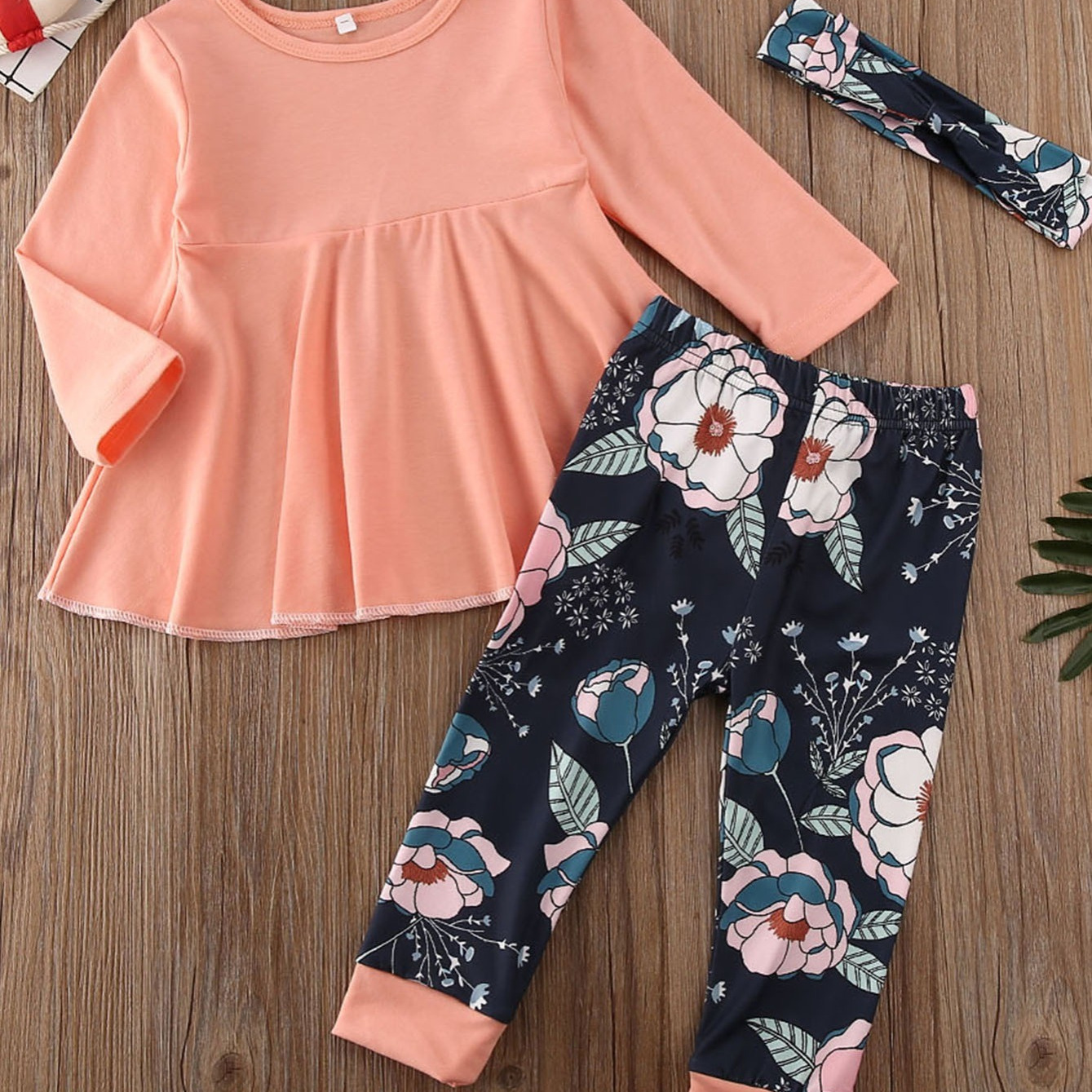 Toddler Girls Pure Cotton Long Sleeve Top Floral Print Casual Pants