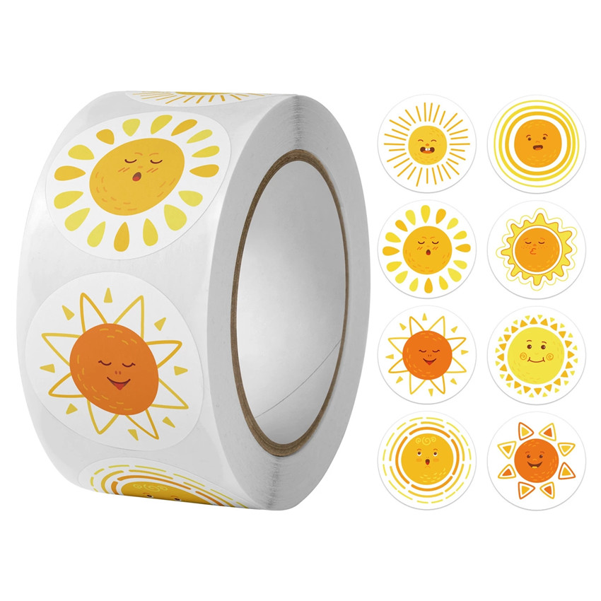 Image of 500pcs-roll Round Cartoon Retro Stickers Packaging Sealing Stickers Decoration Diy Cute Stickers