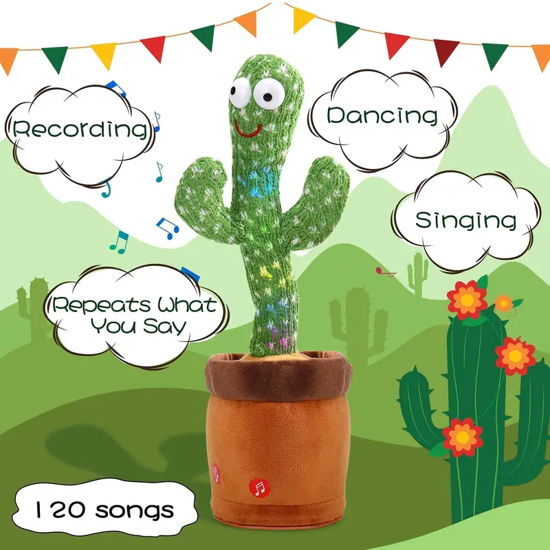 baby dancing cactus talking cactus toys wriggle singing cactus repeat what you say baby boy toy plush electric speaking cactus baby girl 15 second voice recorder toy details 7