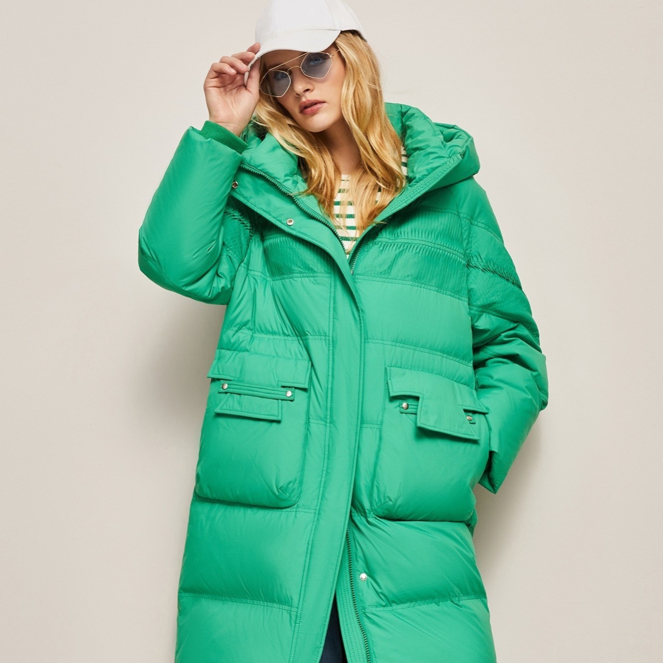 Solid Ruffle Trim Hooded Jacket, Women's Midi Temperament Warm Hooded ...