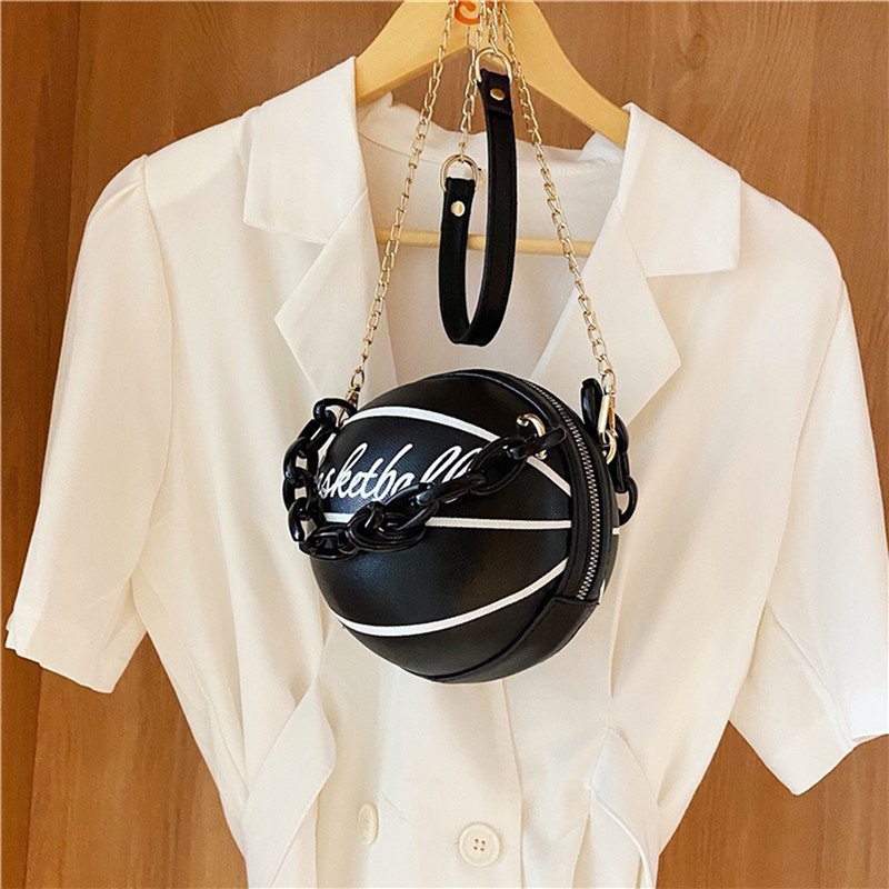 Women's Shoulder Bag, Novelty Bag, Basketball Shaped Chain Bag