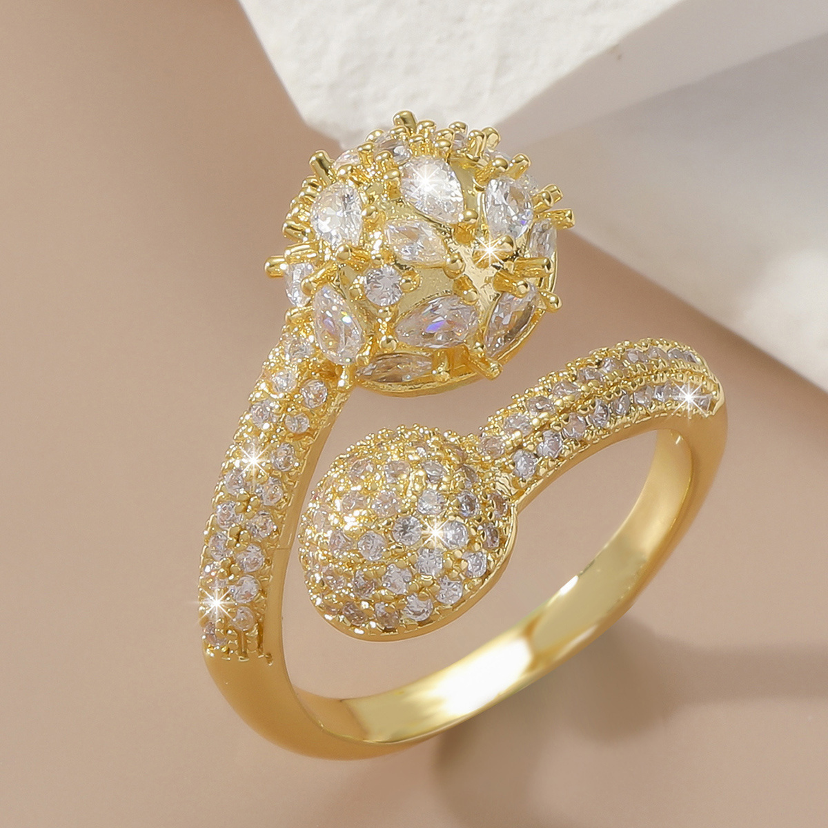 Luxury Zircon Open Plated 18k Gold Ring - Clothing, Shoes & Jewelry - Temu