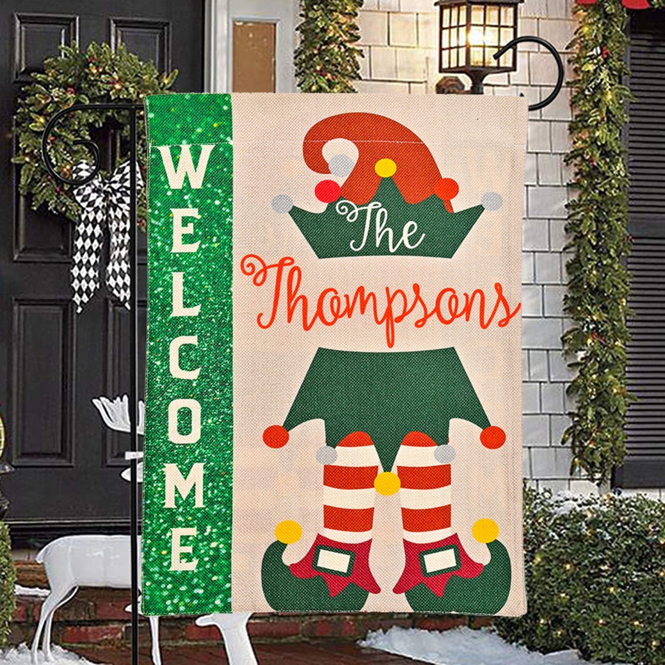 1pcのクリスマスデコレーション ガーデンフラグ ヤードデコレーション クリスマスハンギングフラグ（フラッグポールなし） Temu Japan