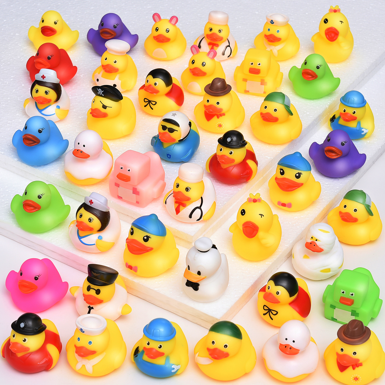 25pcs Assortment Rubber Ducks Bath Toys With Storage Net - Free Shipping