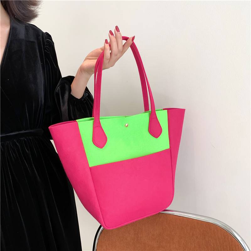 Stylish Large Capacity Colorblock Tote Bag | Find Great Deals Now | Temu