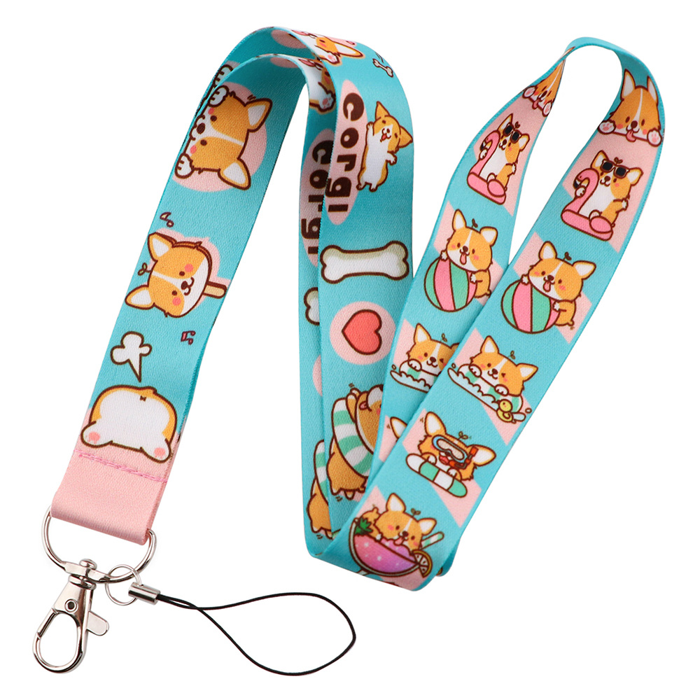 Fashionable Cat Dog Print Neck Strap Lanyard Keychain Wallet