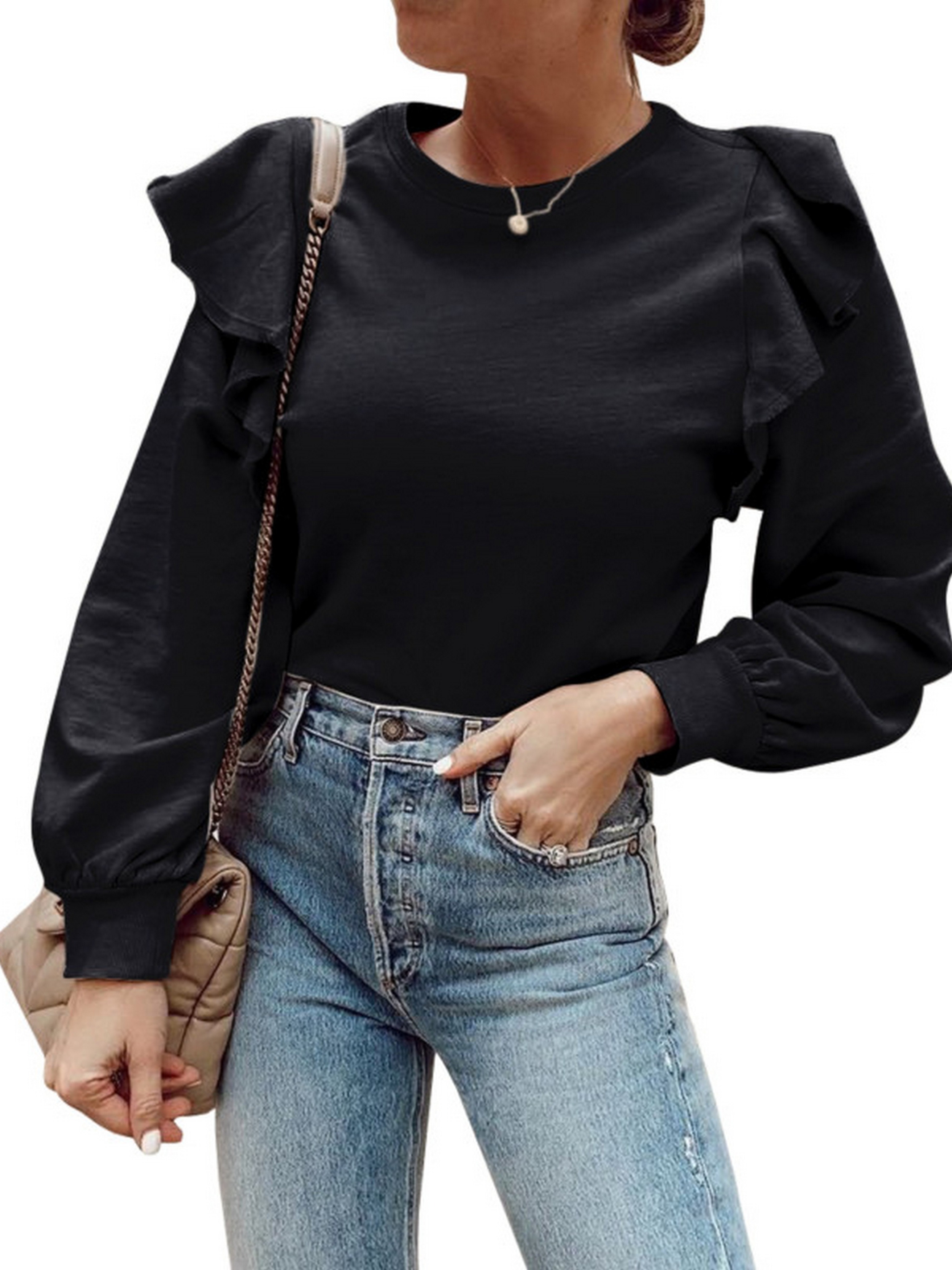 Ruffle best sale shoulder sweatshirt