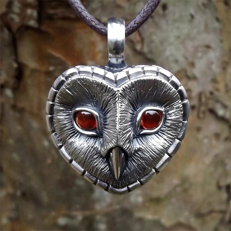 Fashionable Punk Style Owl Stone Heart Pendant Temu