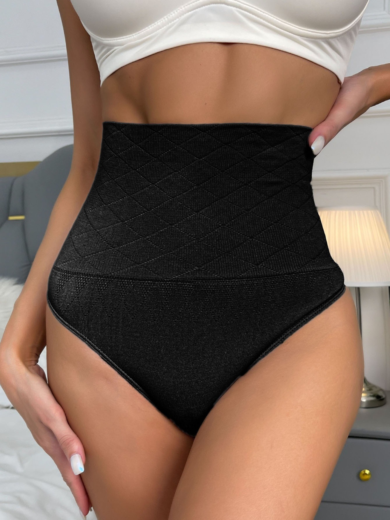 Every-Day Tummy Control Thong Shapewear for Women High-Waist Seamless  Shaping Thong Panties Body Shaper Underwear (2PCS,S)