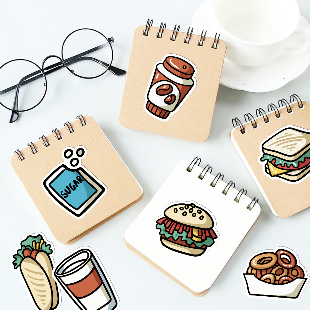 Heiheiup Cartoon Food Illustration Sticker Waterproof Sticker DIY Sticker  Decoration Decals for Tumblers 