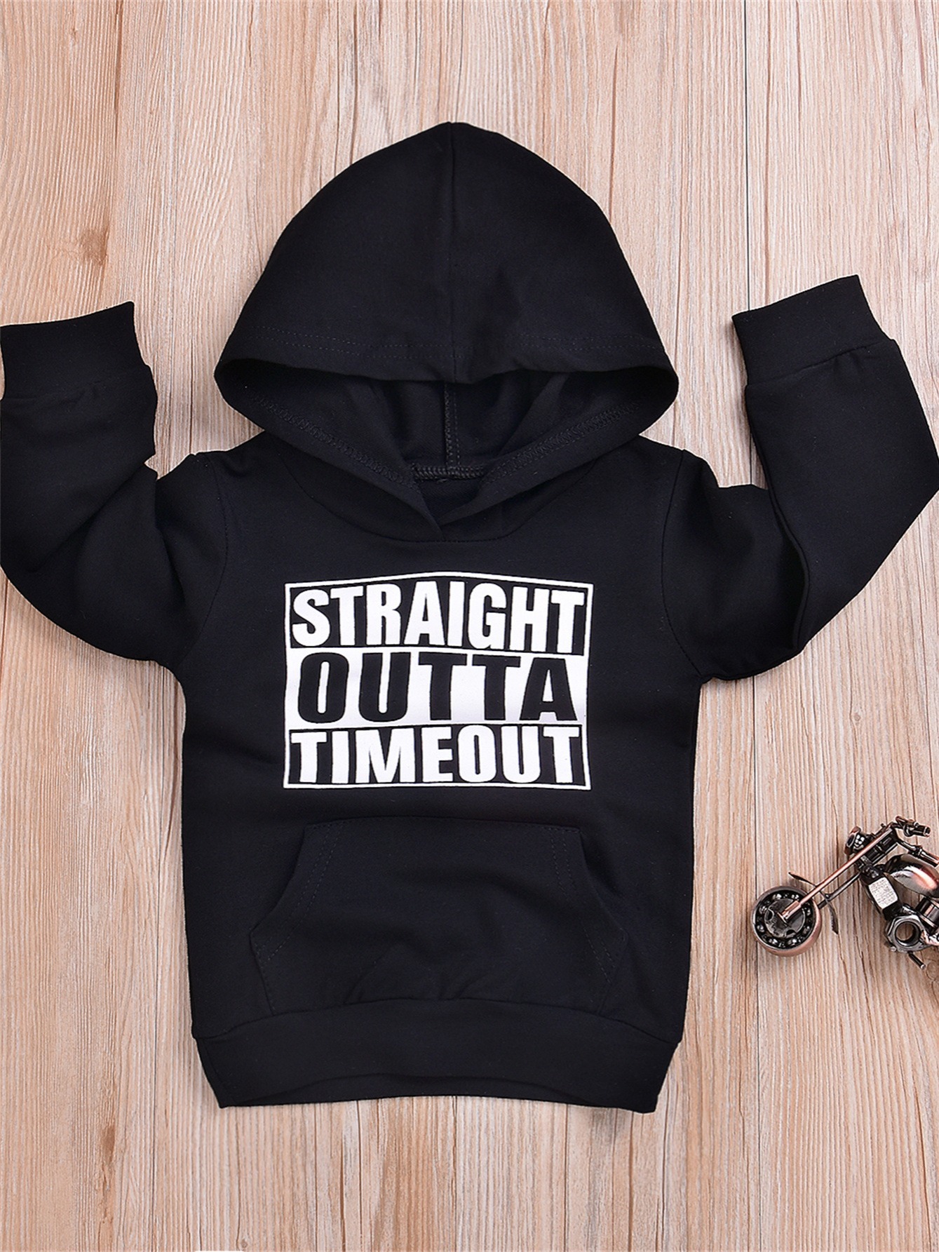 Children s Straight Outta Timeout Letter Print Hooded Temu Canada