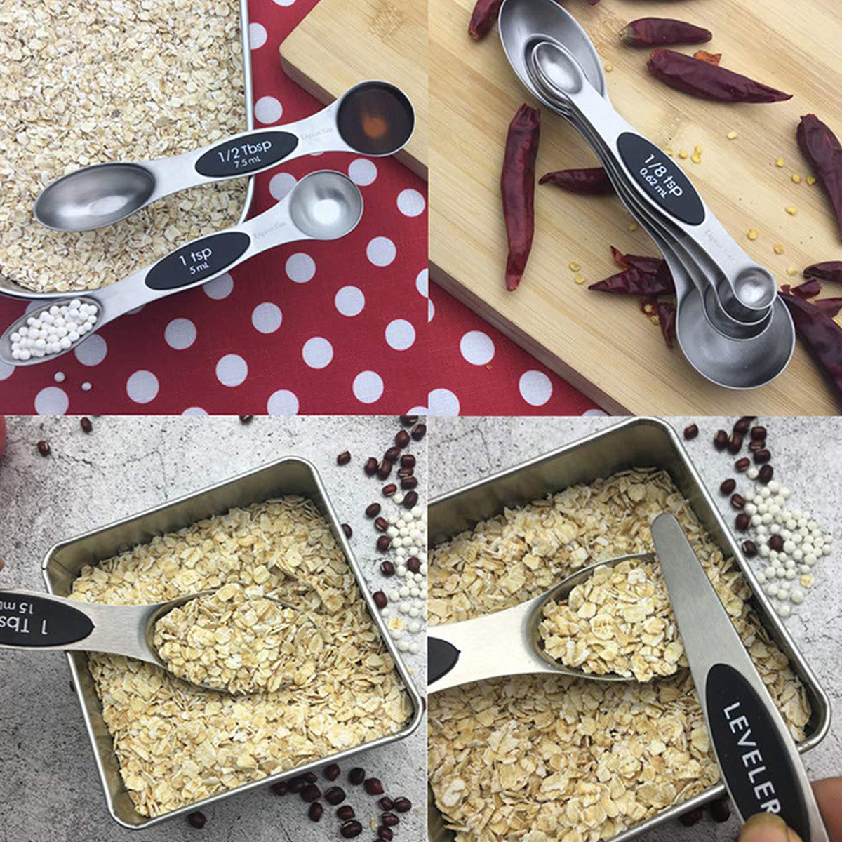 Stainless Steel Double ended Measuring Spoons Set Stackable - Temu