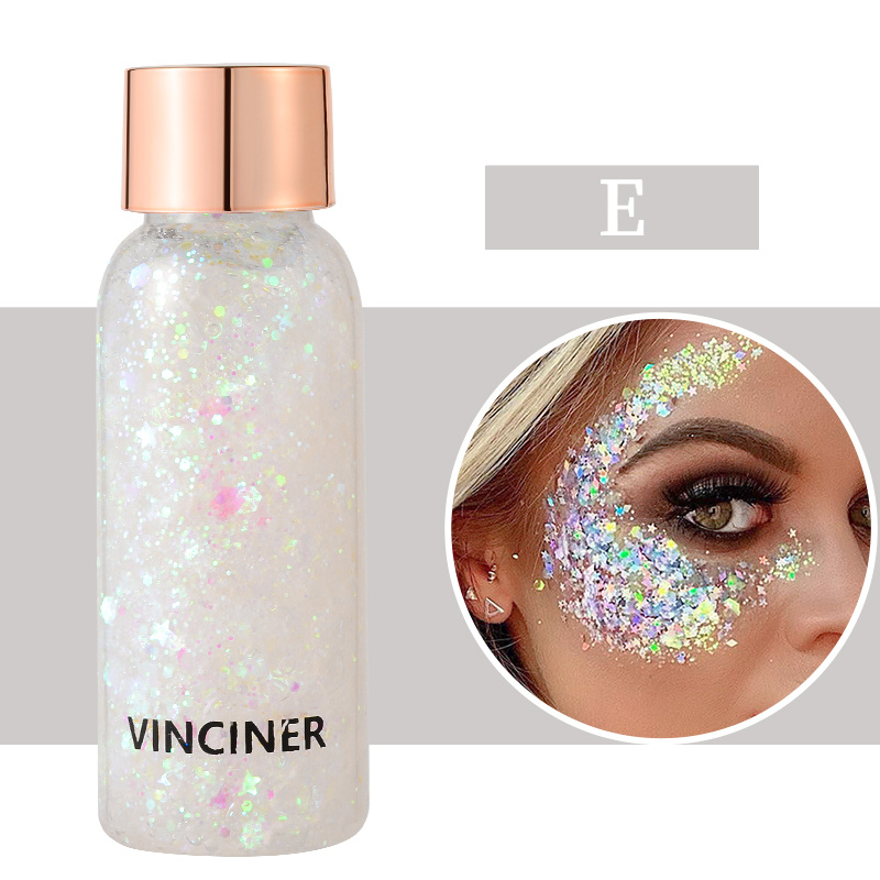 Face Glitter Gel, 2 Jars Holographic Chunky Glitter Makeup for Body, Hair,  Face, Nail, Eyeshadow, Long Lasting and Waterproof Mermaid Sequins Liquid  Glitter Total 6 Colors Available (#6, White, 2PCS)