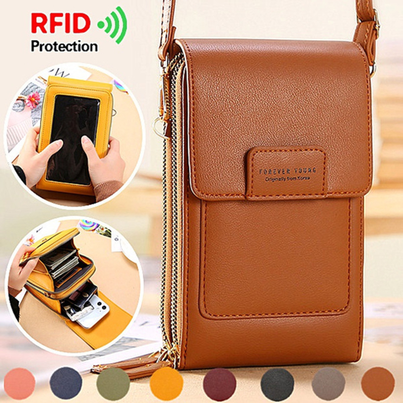 2023 New Anti-theft Leather Bag, Touch Screen Small Crossbody Cell Phone  Purse, RFID Blocking Mini PU Leather Crossbody Bags