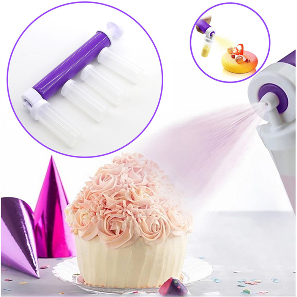 Cake Coloring Duster Manual Airbrush Pump Decorating Tool Baking Tool Gift  For Spray Tube Confectionery Kitchen Accessories