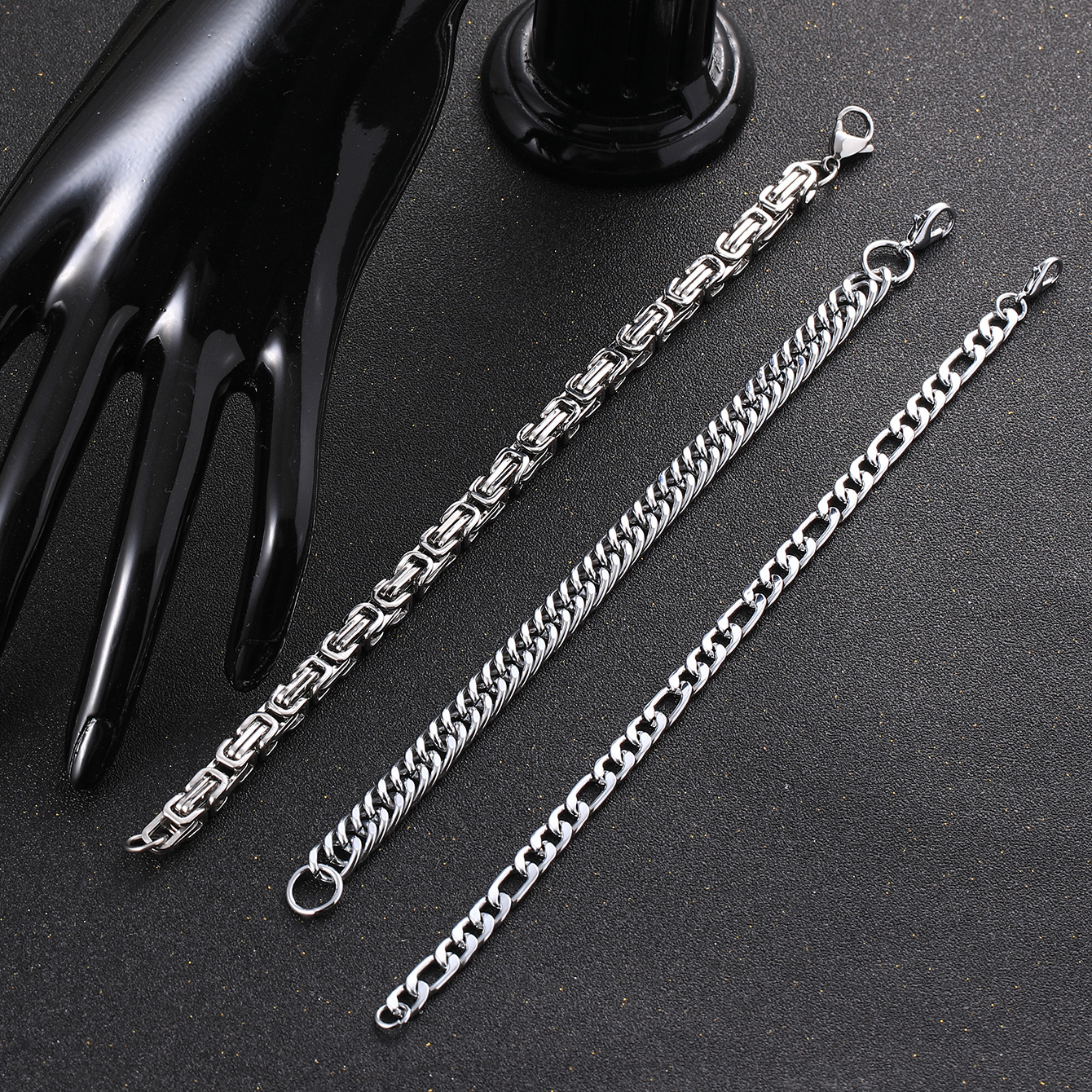 3pcs Stainless Steel Men's Bracelet Set