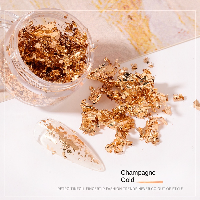 Golden & Silver Foil Flake Nail Stickers for DIY Manicures and Nail Art