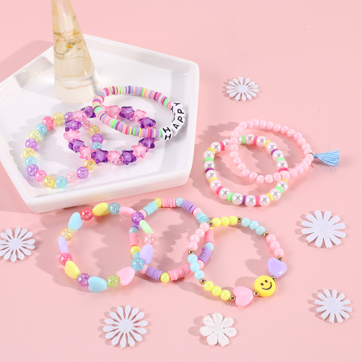  Junkin 16 pulseras para niños para niñas, pulsera de cuentas de  princesa, lindas pulseras de cuentas de arco iris, joyería para recuerdos  de fiesta de cumpleaños : Juguetes y Juegos