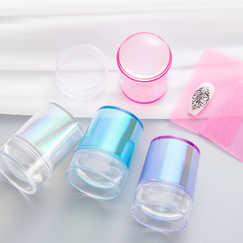 Y2K 3 Clear Jelly Nail Art Stamper Silicone Head Acrylic Handle Scraper