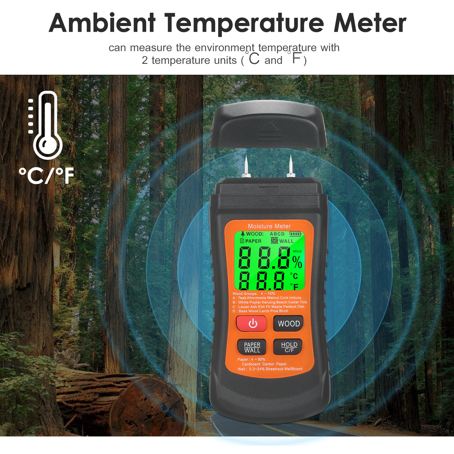 Medidor de humedad de madera, detector digital de fugas de agua con  pantalla LCD para detectar fugas y humedad en madera, techos, paredes y  alfombras