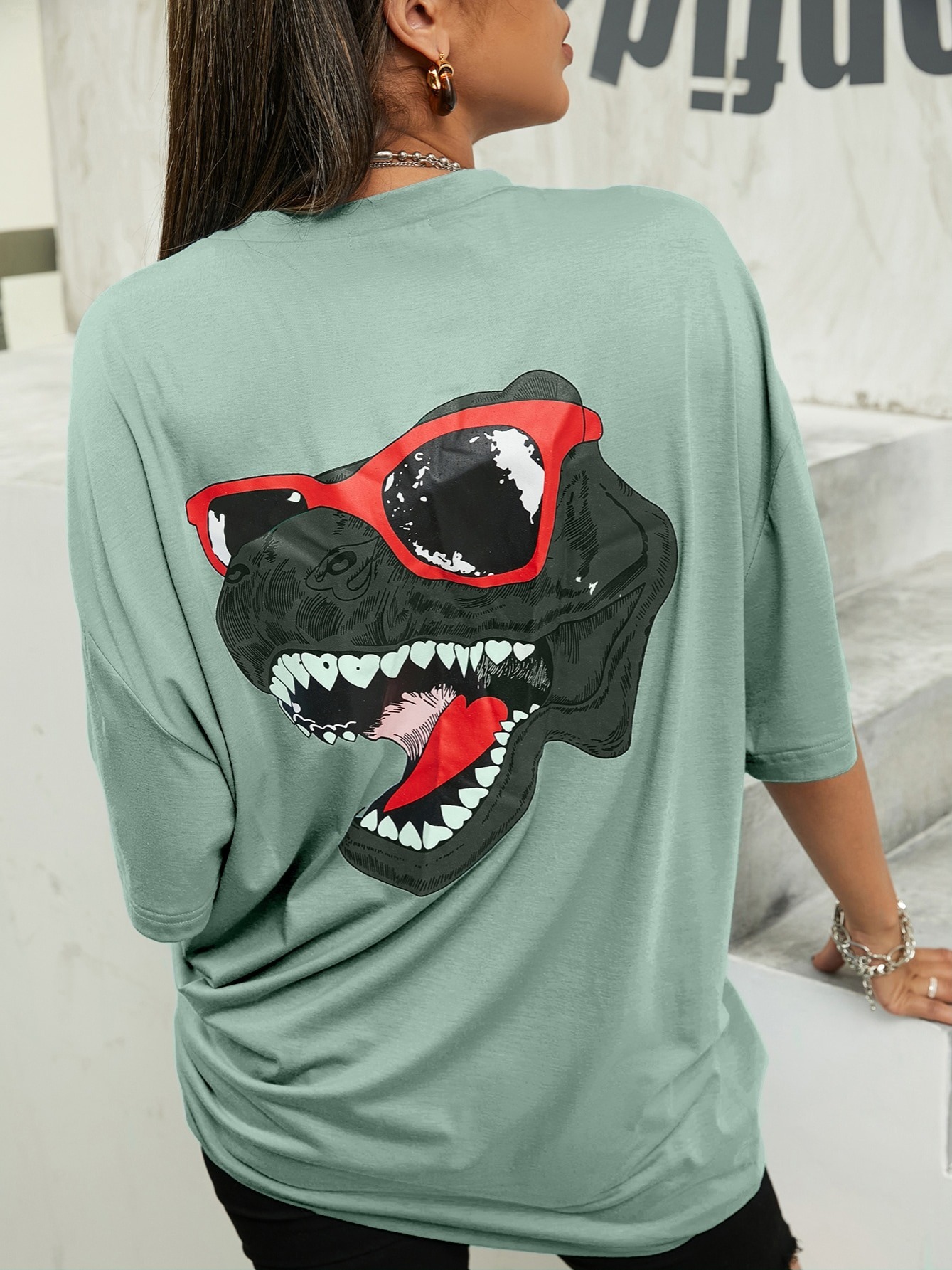 t shirt abgerundeter saum damen