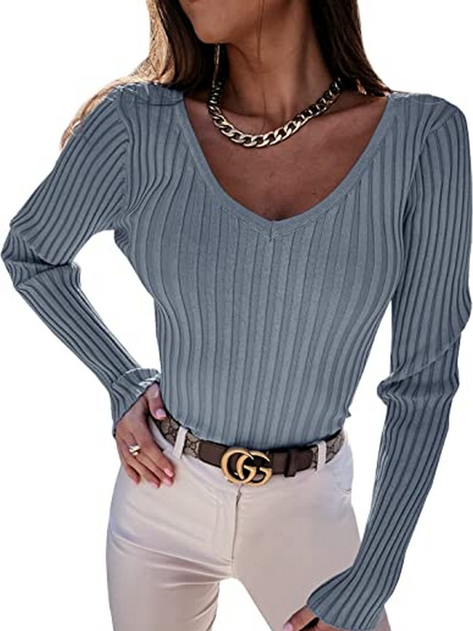 Women's slim fit sale v neck sweater