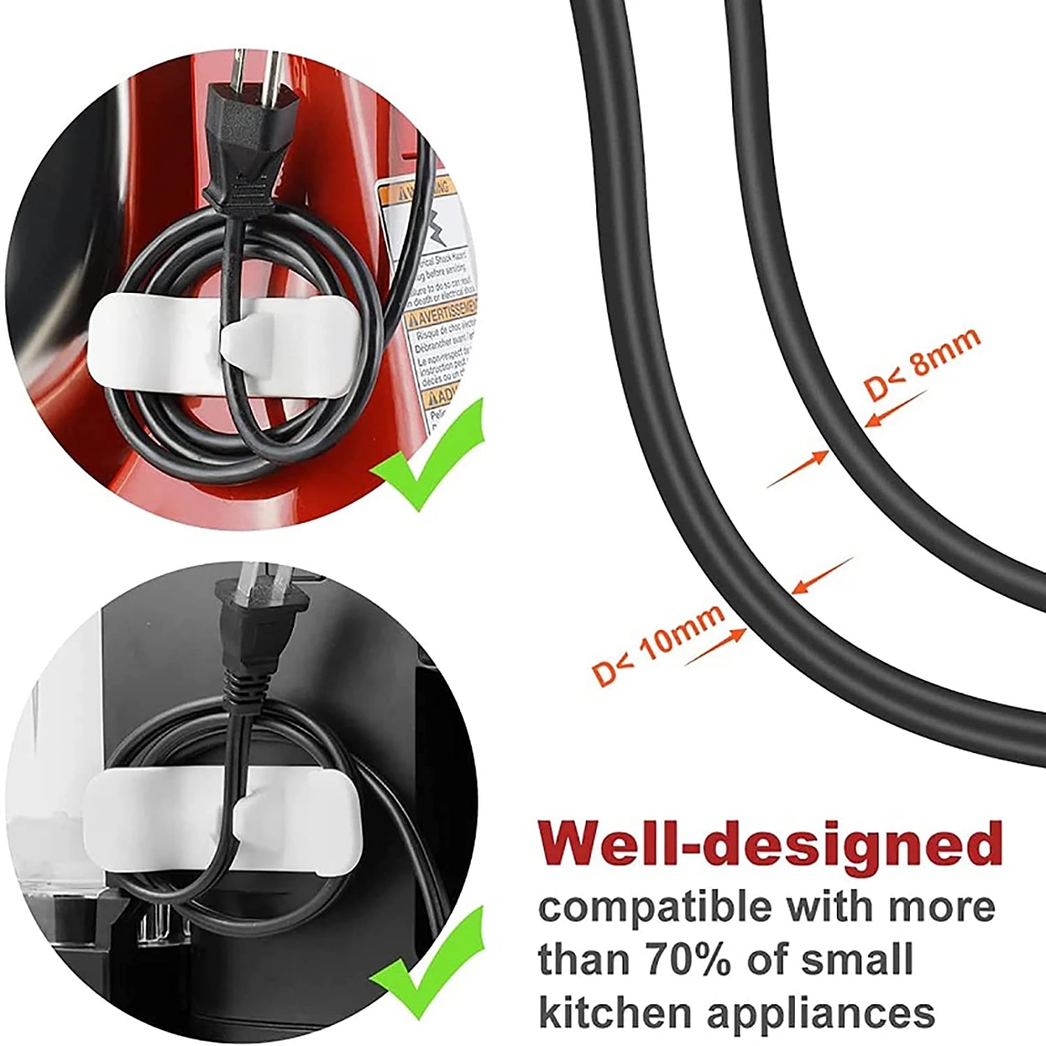 2Pcs Kitchen Storage Cord Wrapper Cable Cord Wire Organizer Kitchen  Appliances Smart Wrap for Charging Data Cable Protector