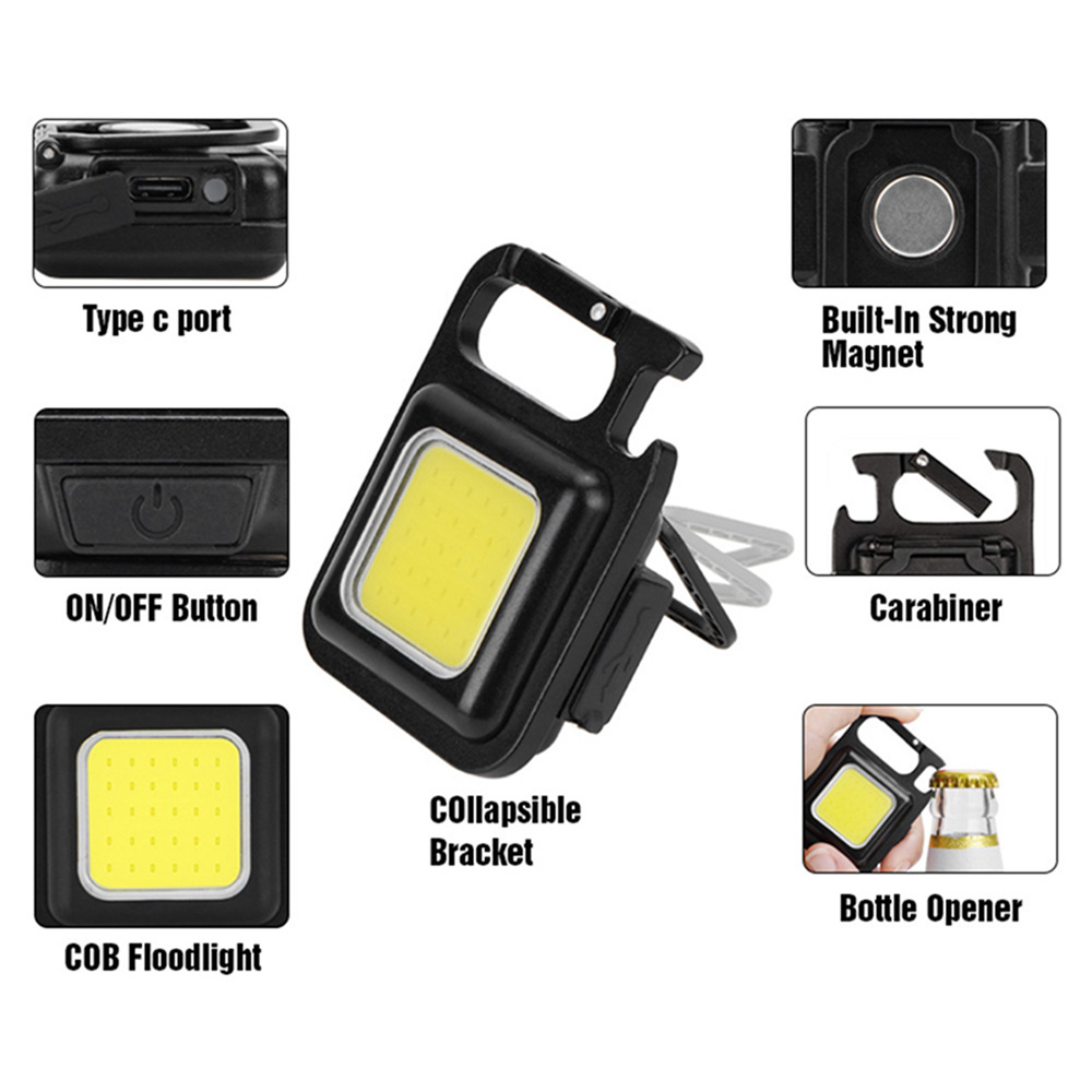 800LM COB Keychain Work Light Rechargeable Mini LED Flashlightht