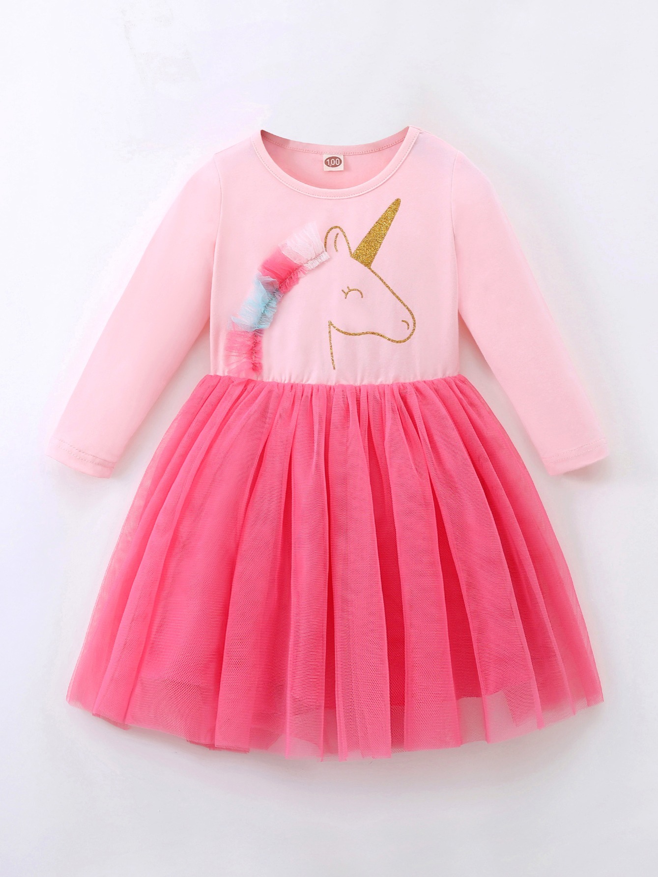 Vestido para Niña manga larga Talla 2 Años Color Rosado