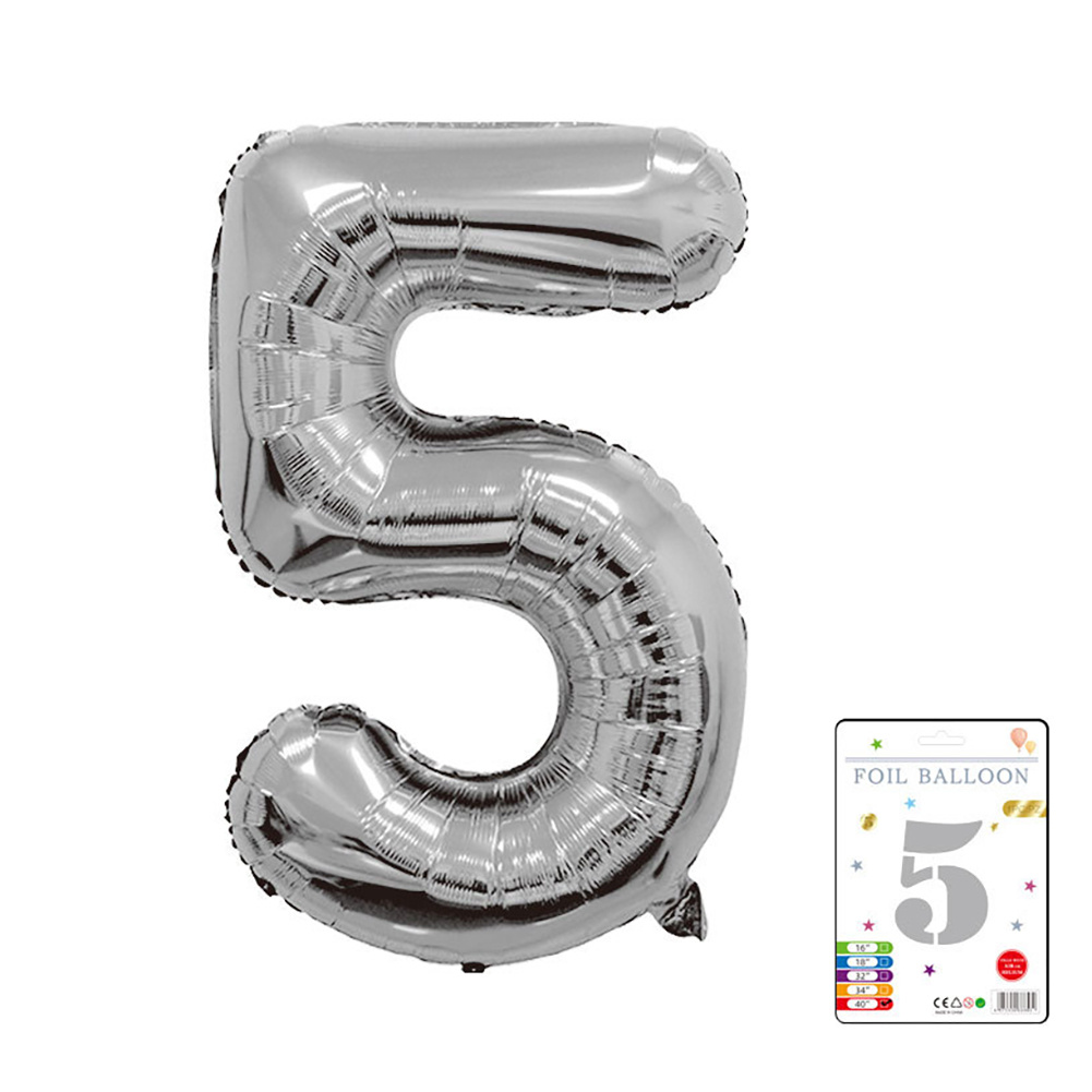 PALLONCINO MYLAR NUMERO 2 ARGENTO - 86cm