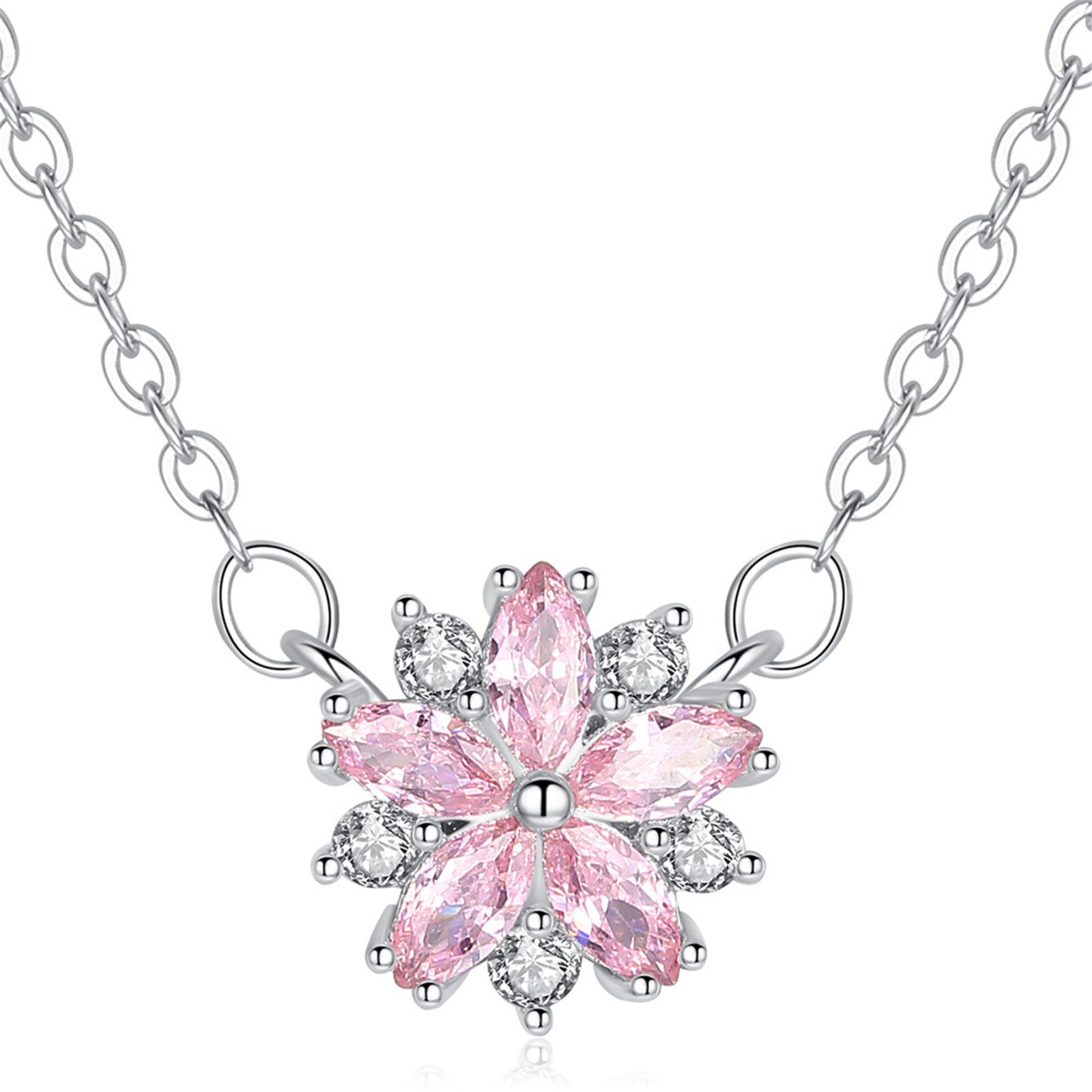 Cherry Blossom Pendant Necklace in Pink Gold