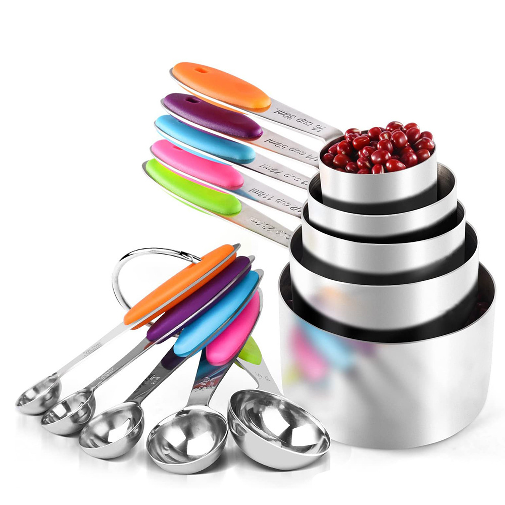 Stainless Steel Measuring Cups Spoons Set, Stackable Kitchen Measuring Cup  Set With Scale, Baking Tools Gadgets for Cooking